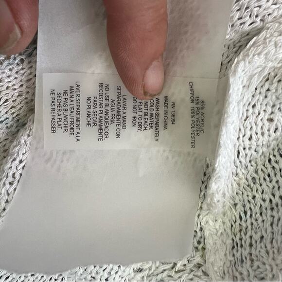 Sioni Floral Print Chiffon Knit Slouchy Sweater Coastal Boxy Long Sleeve Size M - Picture 10 of 15